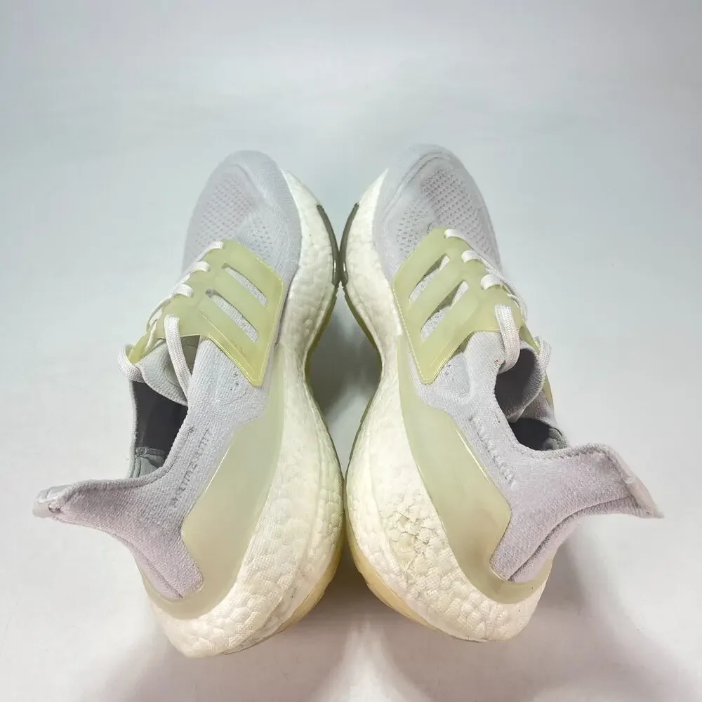 adidas Ultraboost 21 White Athletic Lace Up Road Running Shoes Men's Size 10